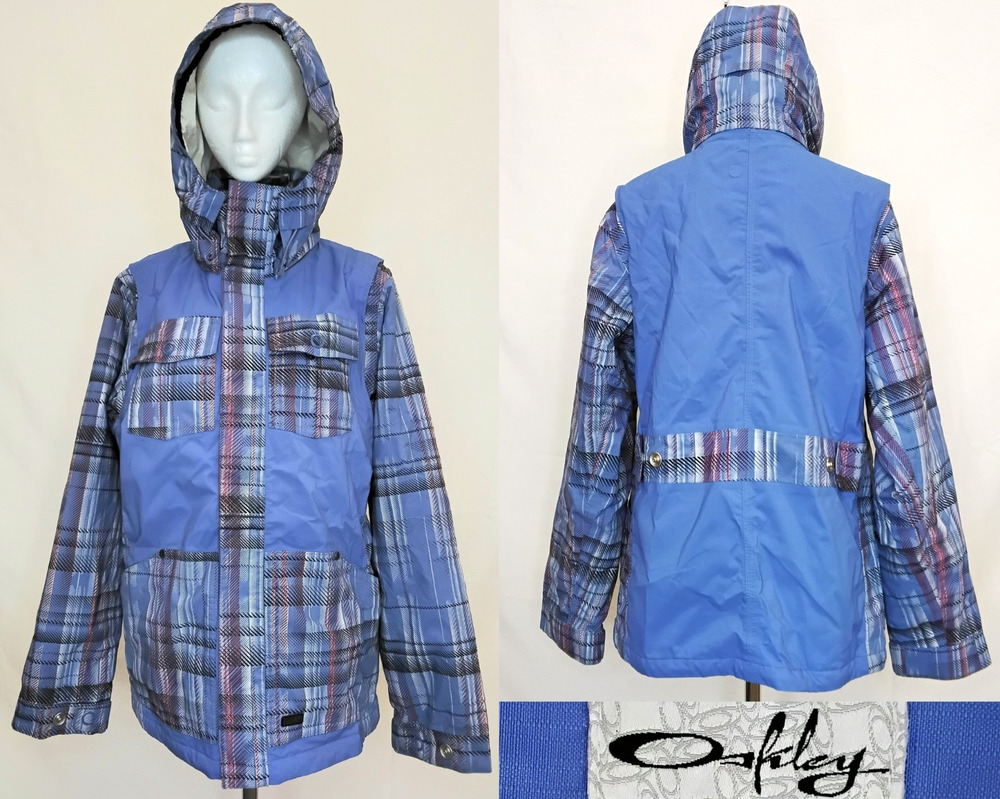 Oakley Ski Shell Jacket Women's L Plaid Baggy Fit Thinsulate Insulation #J6041